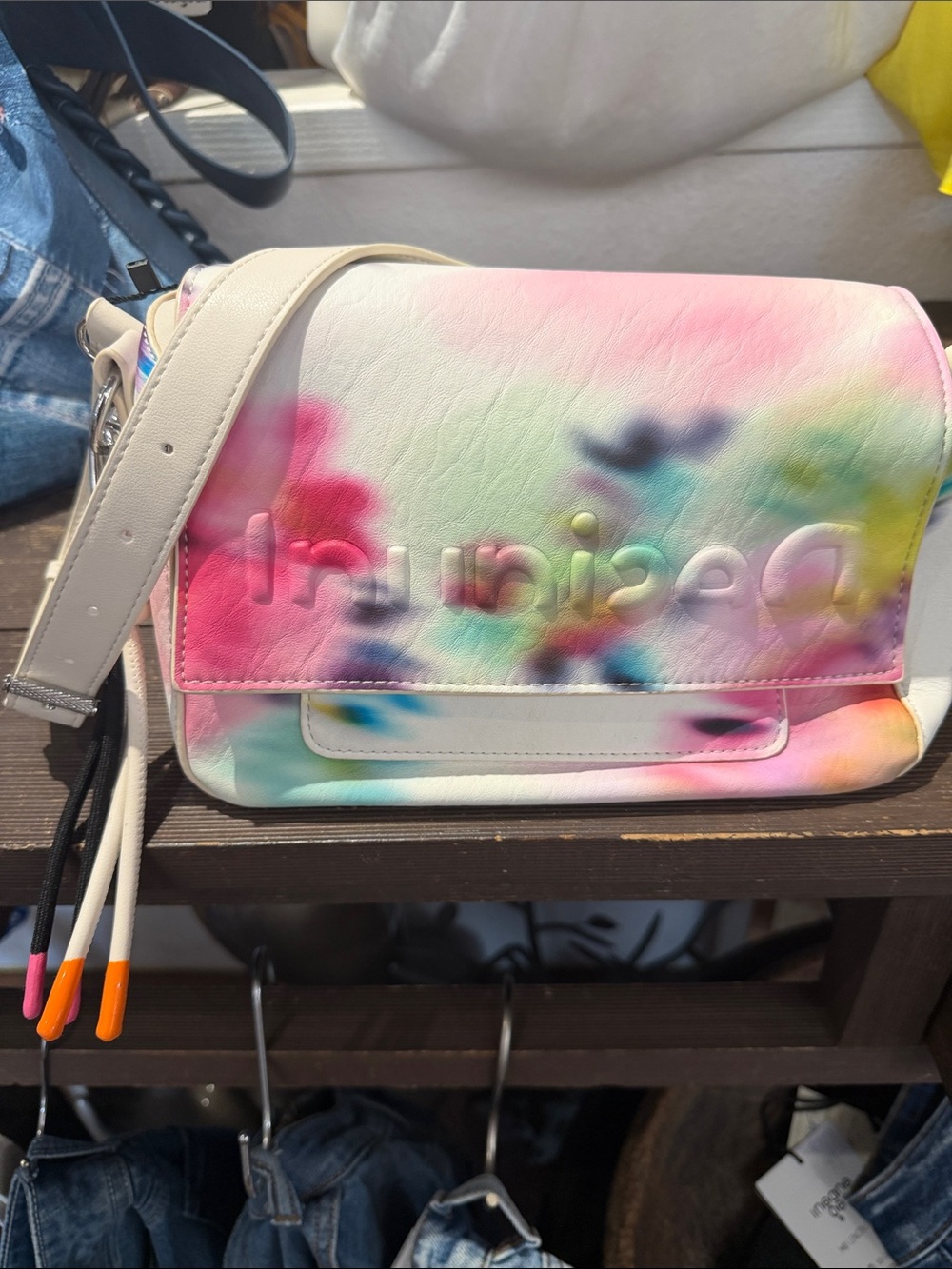 Desigual White Multicolor Watercolor Crossbody Bag